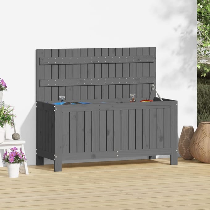 vidaXL - Tuinbox - 108x42,5x54 - cm - massief - grenenhout - grijs