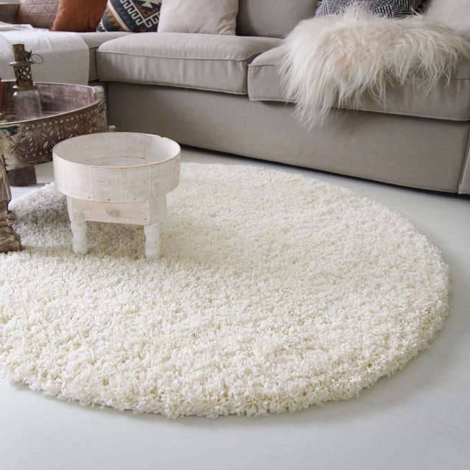 Rond hoogpolig vloerkleed - Shaggy Royal crème 80