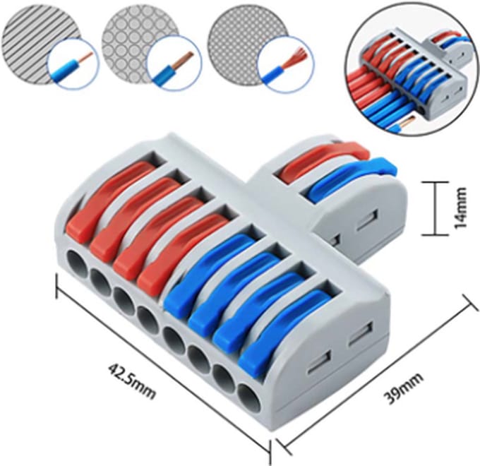 Lasklem - kabel Verbinding connector - duo - 2/8 polig - 32A -400V Rood-Blauw SPL-82 5-stuks