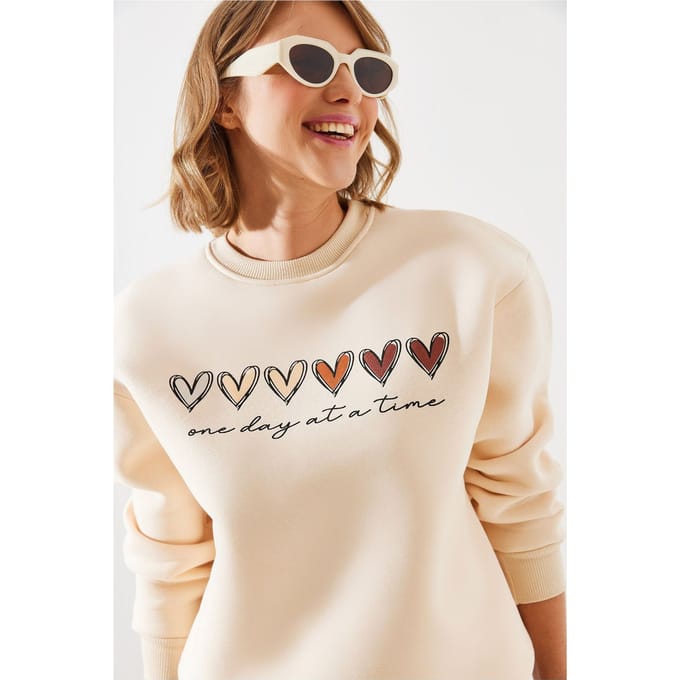 Hartpatroon Ronde Hals Sweatshirt
