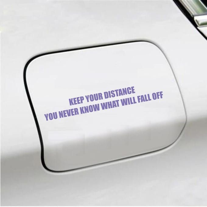 Bumpersticker - Keep Your Distance - 3,5 X 24,4 - Paars