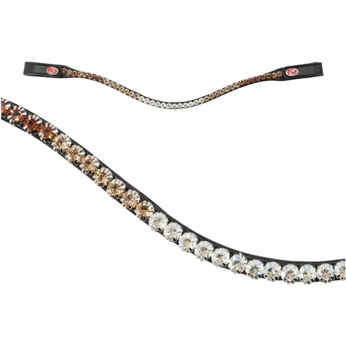 Bride paardrijden ketting schaduw topaas Kieffer Flexiloop Luxe curved browband lined