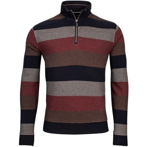 Baileys Trui Sweat Halfzip Jacquard Piqué Yarn Dyed Stripe Dark Terra / male