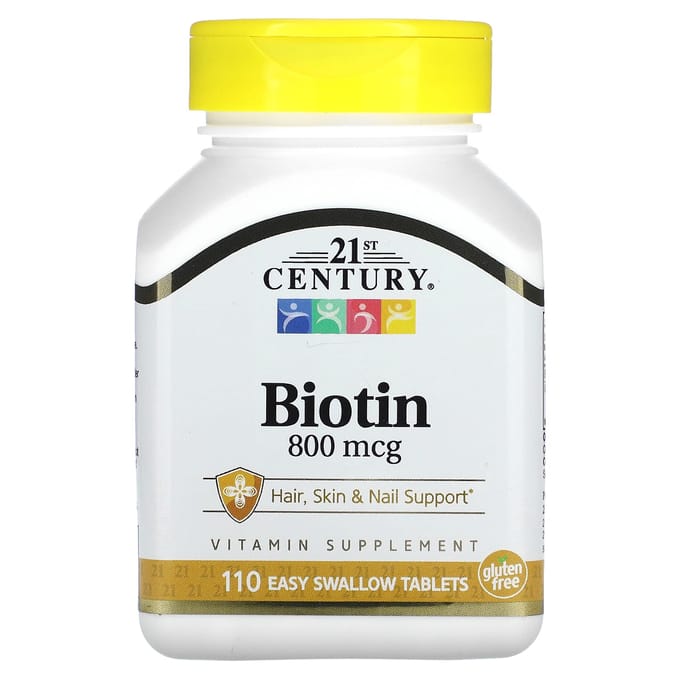 21st Century, Biotine, 800 mcg, 110 gemakkelijk door te slikken tabletten
