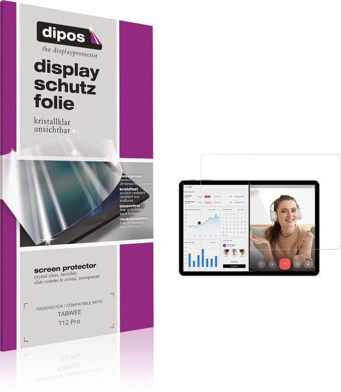 dipos – 2x Beschermfolie geschikt voor TABWEE T12 Pro | Krasbestendige & heldere Screenprotector Ultra-Thin