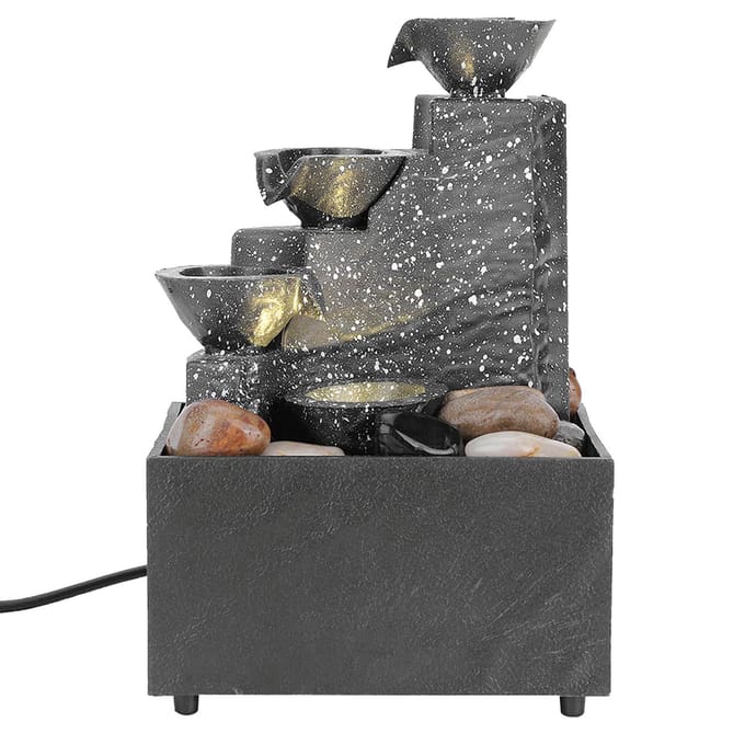 Desktop USB Waterfontein Ornament Handwerk voor Binnen Huis Kantoor Tafeldecoratie black