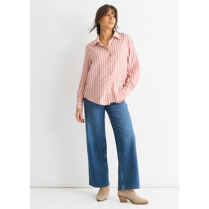Blush Stripe Viscose Oversized Shirt