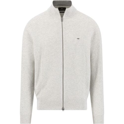 Fynch-Hatton Vest Ribbed Knit Stand-Up Zip Snow White / male