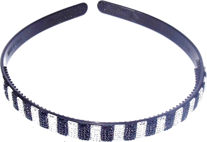 Diadeem zwart-zilver strass blokjes