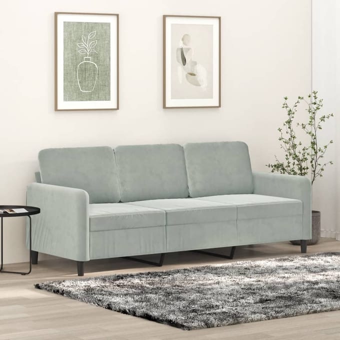 vidaXL - Driezitsbank - 180 - cm - fluweel - lichtgrijs