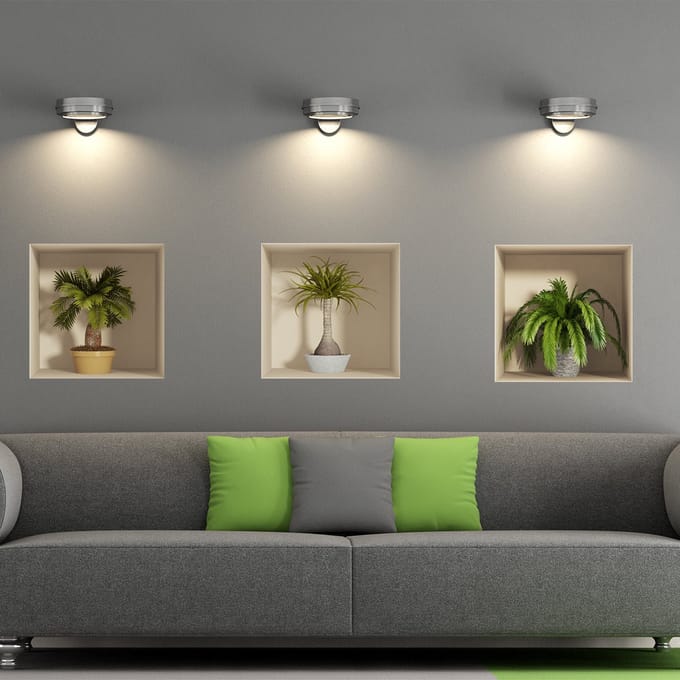 Sticker met 3D-effect, kleine palmboompjes, 30 x 90 cm