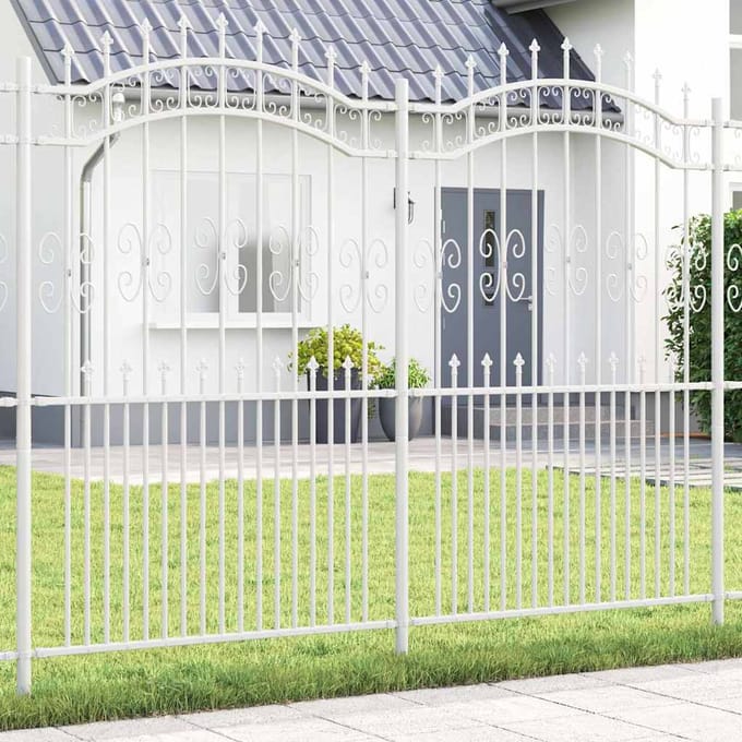 vidaXL - Tuinhek - KAMPEN - 240 - x - 228 - cm - Poedercoated - staal - Wit