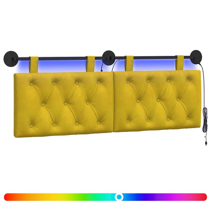 vidaXL - Hangend - hoofdbord - Geel - Fluweel