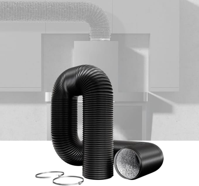 Afvoerslang PVC Aluminium - Ventilatieslang Flexibel - Lucht Afvoeren - Zwart