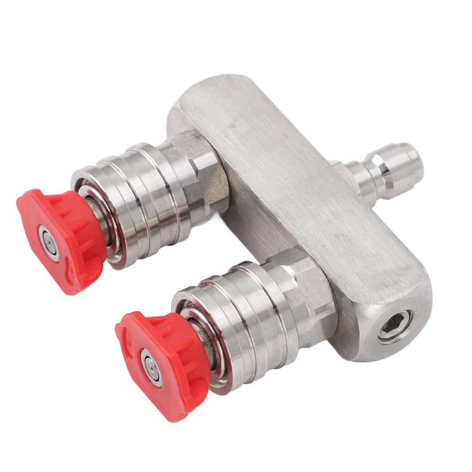 Dubbele Hogedrukreiniger Nozzle RVS met 1/4 Snelkoppeling 2 Kleuren Nozzle 2 in 1 Druk gray
