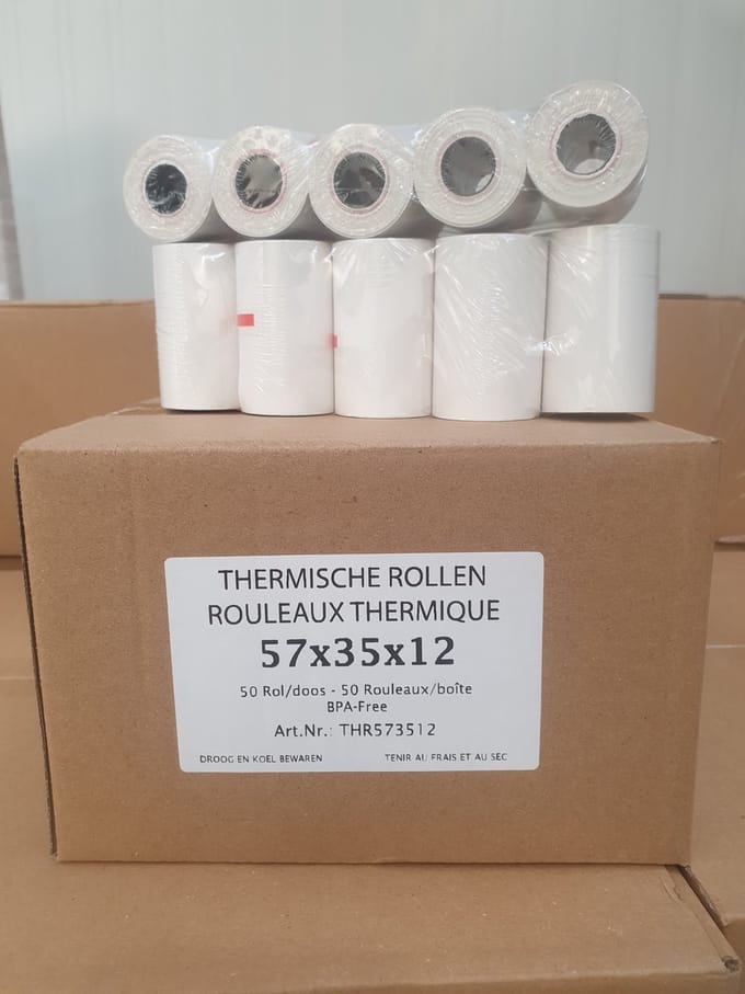 Bancontact rollen - Pinrollen 57x35x12 - 14 meter - 50 rollen per doos