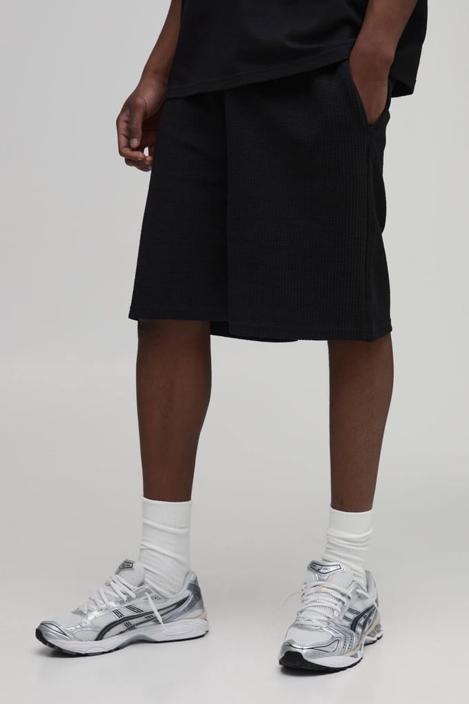Baggy Fit Geribbelde Jersey Short | Black | Size Small