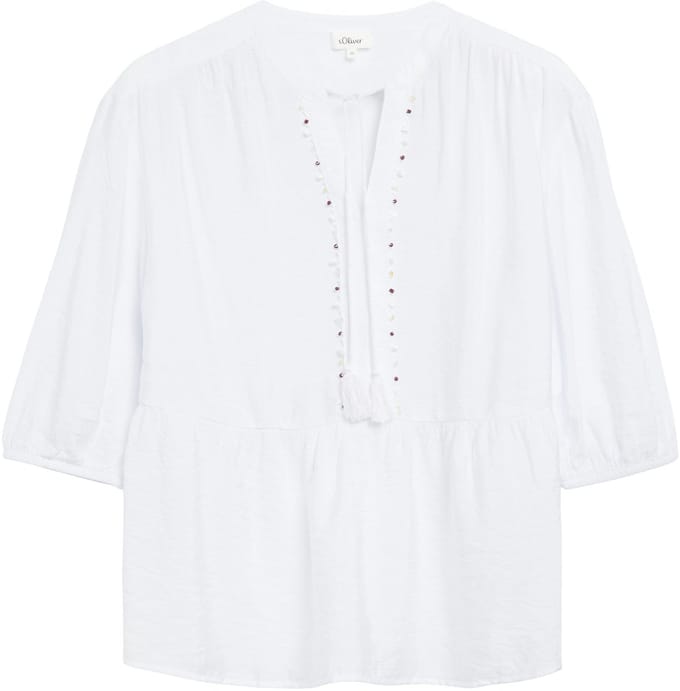 Viskose gemengde Blouse met Rimpeling en 3/4 Mouwen Dames s.Oliver