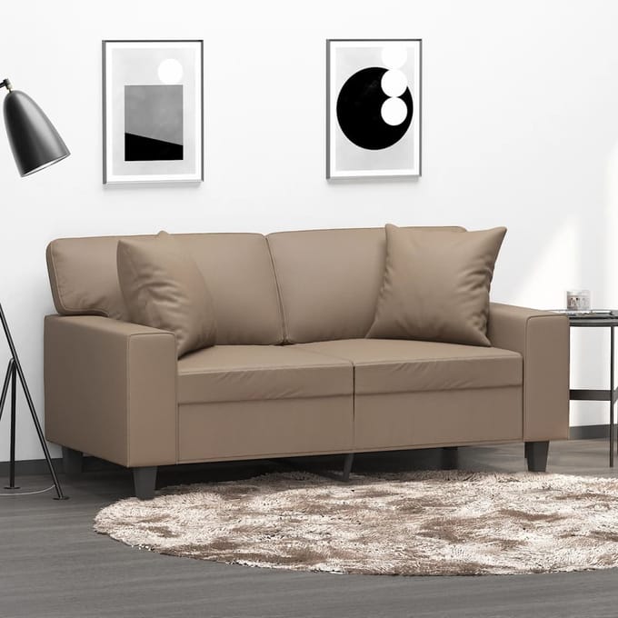 vidaXL - Sierkussens - 2 - st - 40x40 - cm - kunstleer - cappuccino