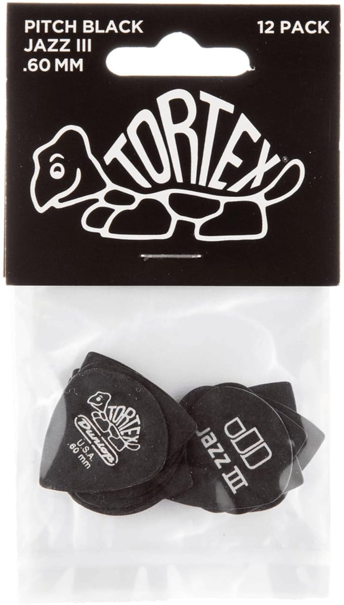 Jim Dunlop Tortex - Plectrums - Standard Jazz III - 0,60 mm - Player's Pack 12 Stuks