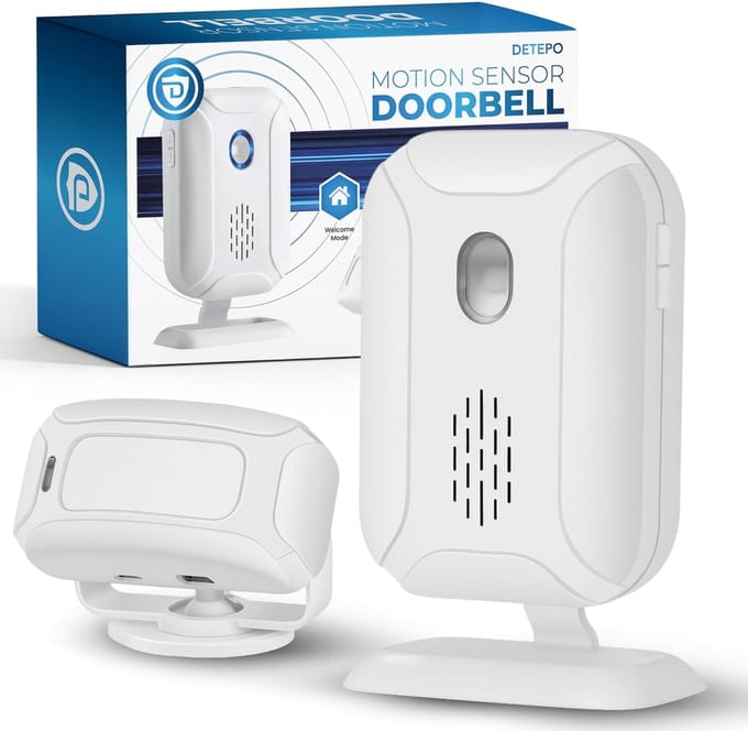 Bel met Sensor - Ingangsdetector - Winkel Beveiliging - 36 Melodieën Selecteerbaar - 6 x 2.5 x 12 cm - Wit