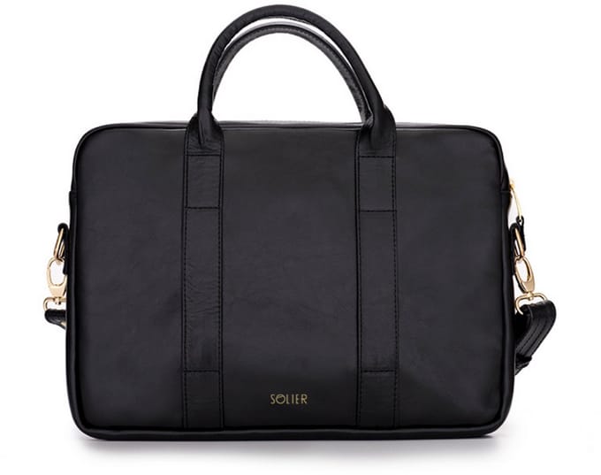 Solier Dulce - Dames laptoptas - Echt leer - Voor laptop tot 15,4 inch - Zwart