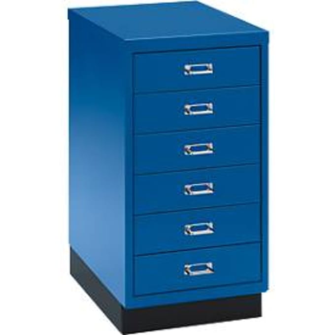 SSI ladekast A3, 6 schuifladen, 675 mm hoog, gentiaanblauw