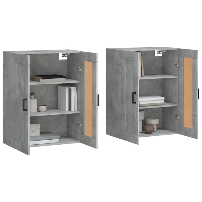 vidaXL - Hangkasten - 2 - st - bewerkt - hout - betongrijs