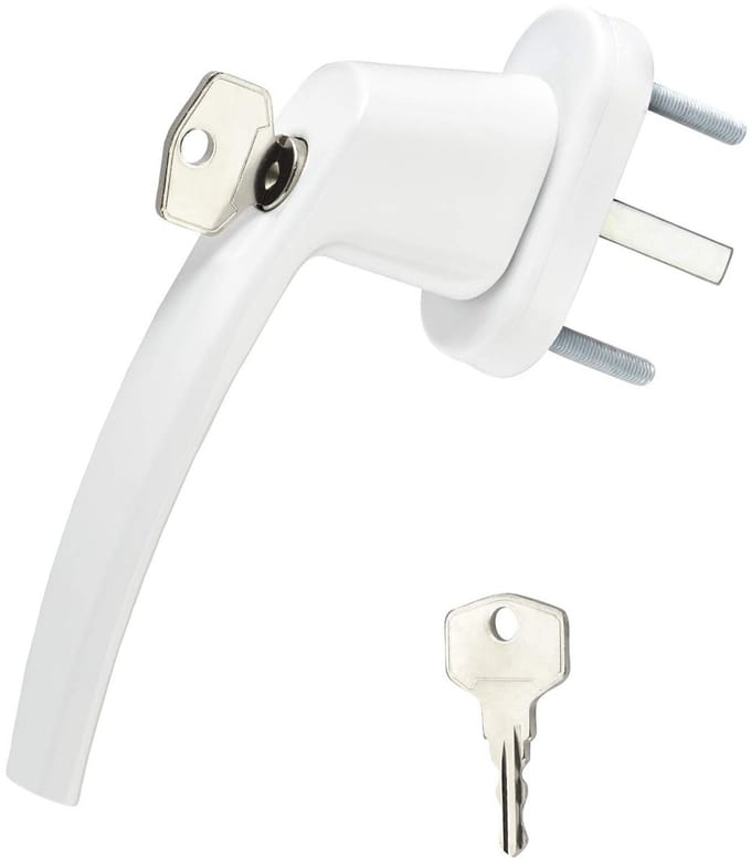 SOTECH Raamkruk BRIS Aluminium (151 x 28,5 x 62 mm) wit afsluitbaar incl. 2 sleutels beveiliging