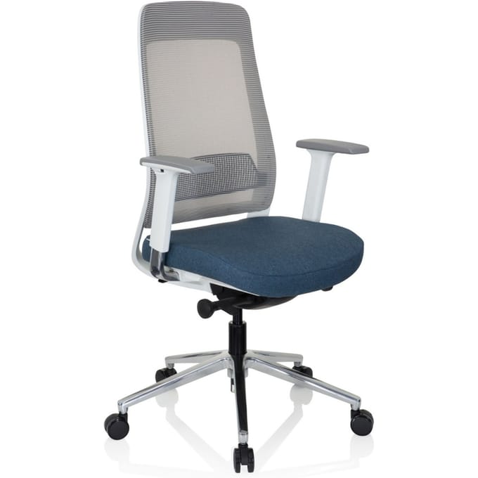 Bureaustoel - Met Armleuning - Stof/Netstof - Blauw/Grijs - Ergonomisch