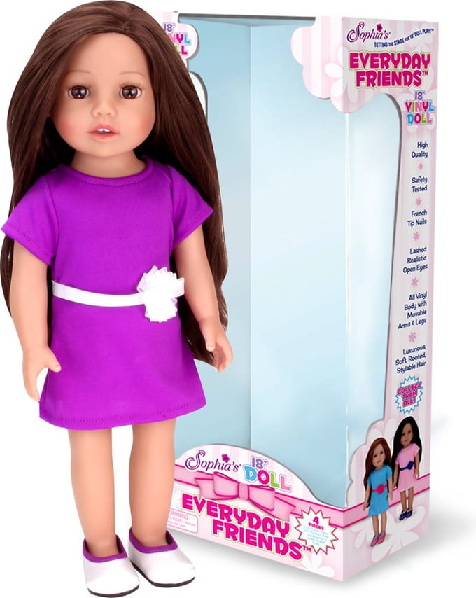 Sophia's 45,7 cm Pop "Miley" - Purper Jurk en Zilver Schoenen