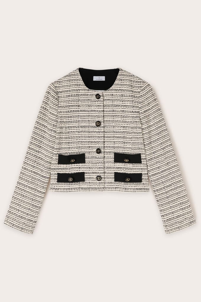 Motivi Tweed Jacket With Pockets Black Taglia: 32 | Giacche di pelle Outlet | Donna | Nero