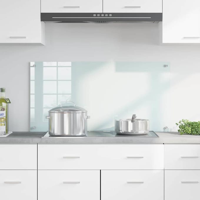 vidaXL - Keuken - Spatscherm - Wit - 100 - x - 50 - cm - gehard - glas