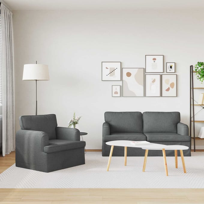 vidaXL Bankstel 2 pcs Donkergrijs 162 x 80 x 85 cm Stof