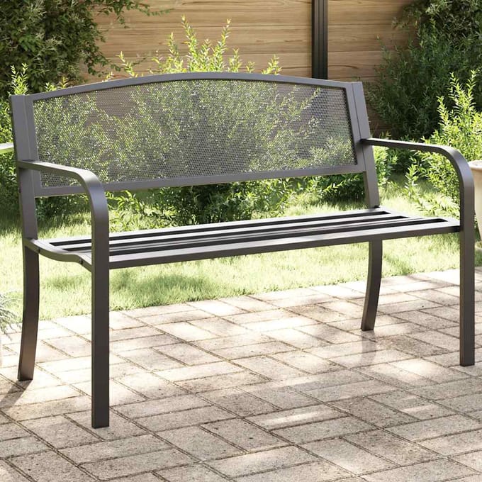 vidaXL - Tuinbankje - 119 - cm - staal - zwart