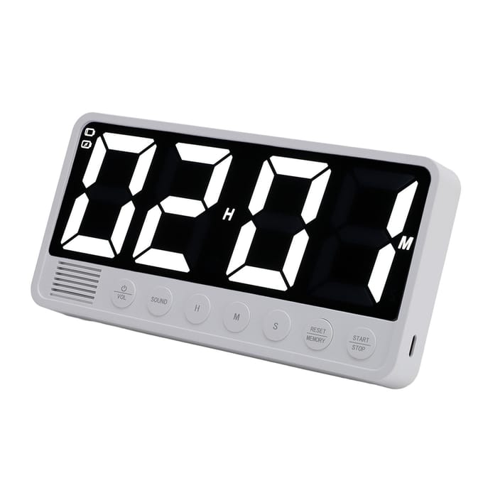 Minuteur de Cuisine Numérique LED Grand Écran Magnétique Compte à Rebours Compteur pour Étude Travail Exercice white