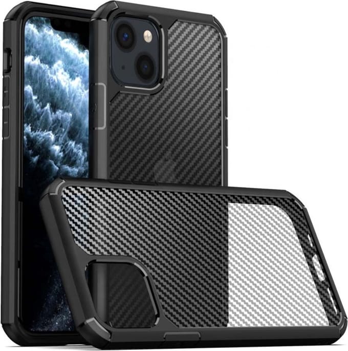 Smartphonica iPhone 14 Plus carbon hoesje - Zwart geschikt voor iPhone 14 Plus