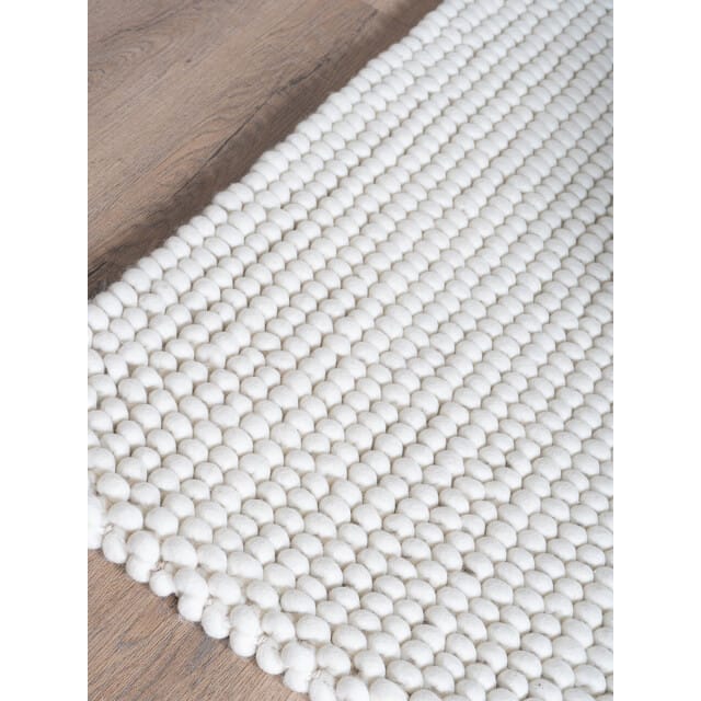 Vloerkleed Pool Wit 140 x 200 cm - Wol Hoogpolig Vloerkleed – Japandi / Modern Design