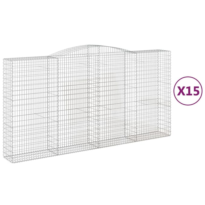 vidaXL - Schanskorven - 15 - st - gewelfd - 400x50x200/220 - cm - ijzer