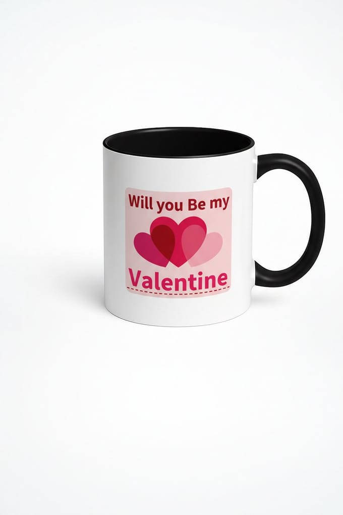Valentijn Mok "Will you Be my Valentine" met Liefdesharten - Romantisch Cadeau