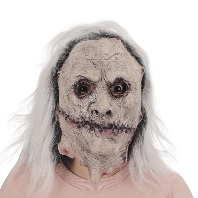 Vrouwelijk spook met wit haar Halloween cosplay masker One size wit