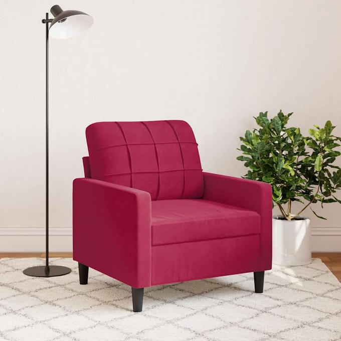 vidaXL - Fauteuil - 60 - cm - fluweel - wijnrood