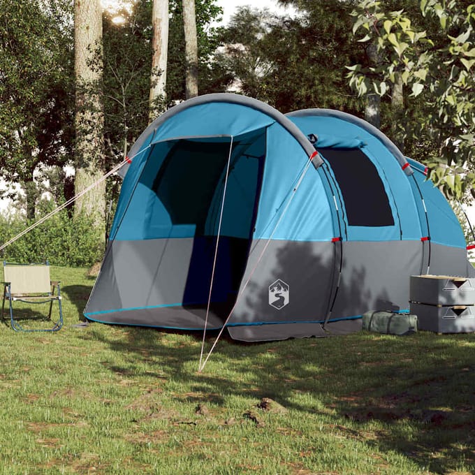 Vidaxl Tente de Camping, Tunnel, 4 Personnes, Bleu, Imperméable