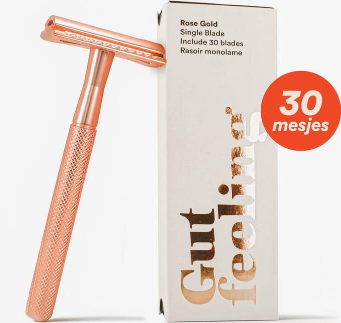 Gutfeeling - Smooth Operator | Met 30 Scheermesjes | Rose Gold Safety Razor Voor Vrouwen - Dames | Scheermesje Voor Lichaam - Venus - Oksels