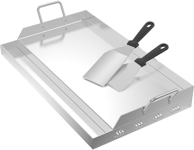 ACXIN Roestvrijstalen Grillplaat met Handvatten - 51x32x7 cm - Plancha - BBQ & Gas/Houtskool
