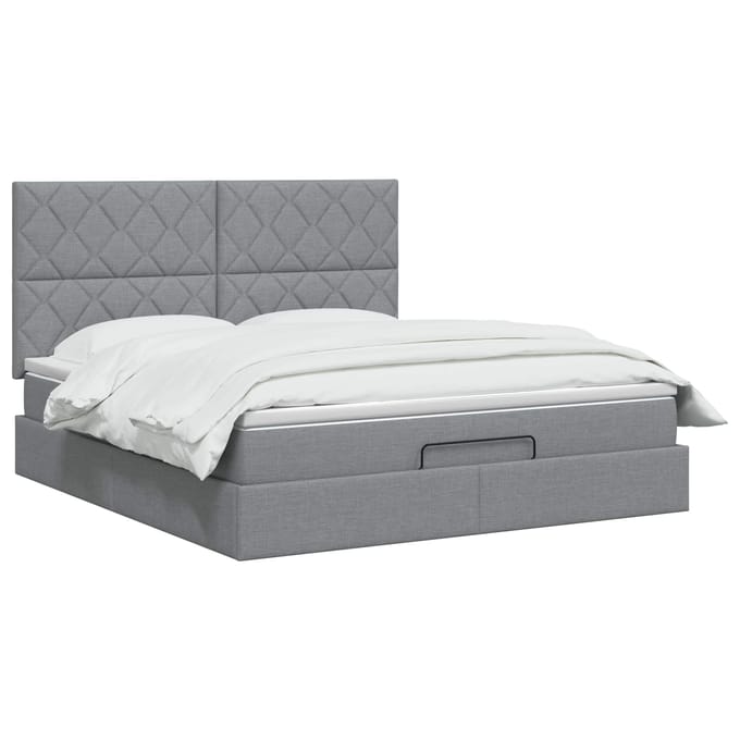 vidaXL - Ottoman - bed - met - matras - Lichtgrijs - 180 - x - 200 - cm - Stof