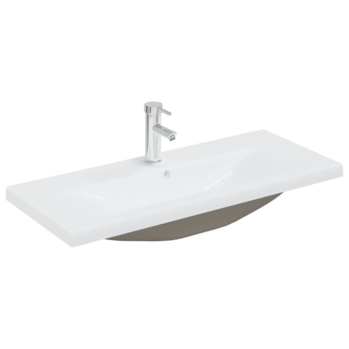 vidaXL - Inbouwwastafel - met - kraan - 91x39x18 - cm - keramiek - wit