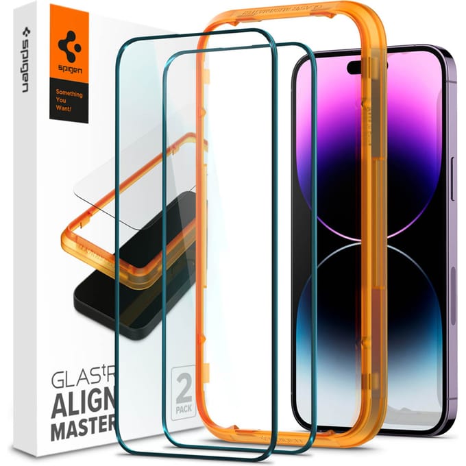 Spigen GLAStR EZ Fit Screenprotector 2 Pack + Applicator voor de Apple iPhone 14 Pro Max