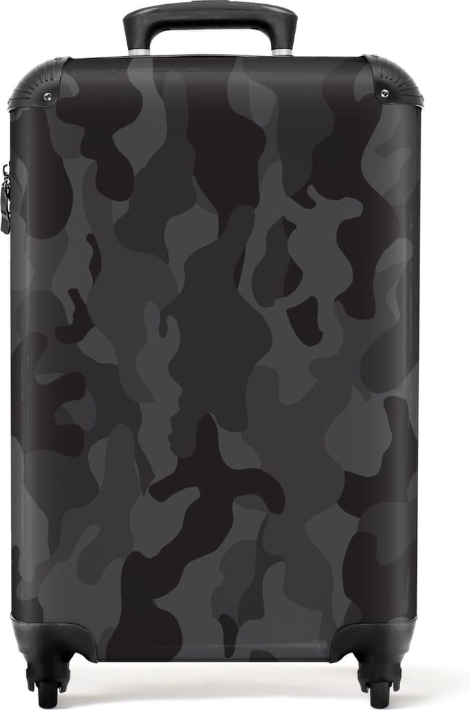 NoBoringSuitcases.com® - Koffer camouflage grijs - Trolley - 55x35x25