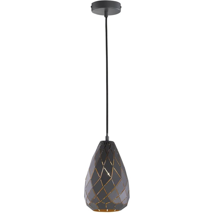 Trio Lighting Buiten antraciet, binnen goud - hanglamp Onyx